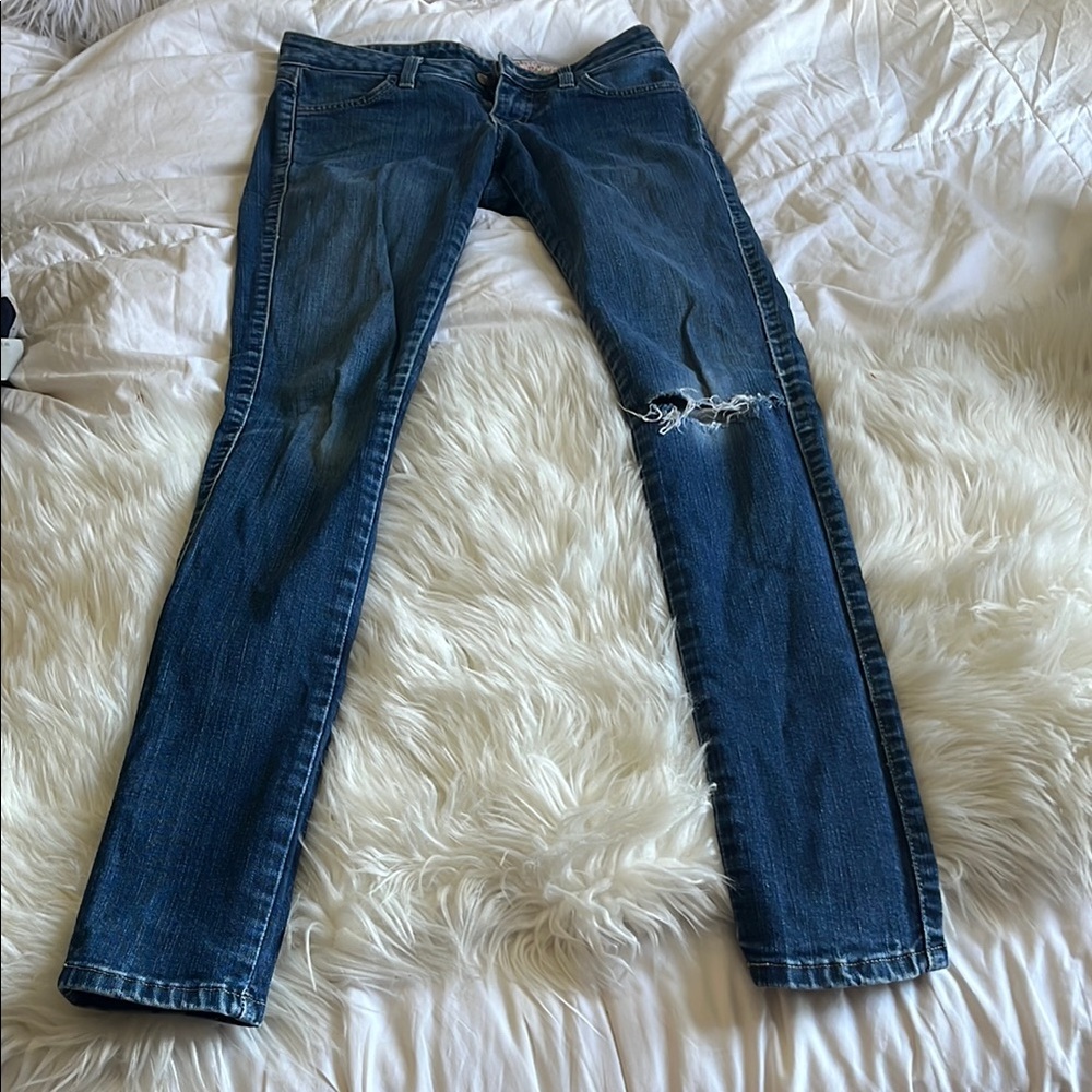 Siwy Blue Skinny Jeans with Distressed Knee